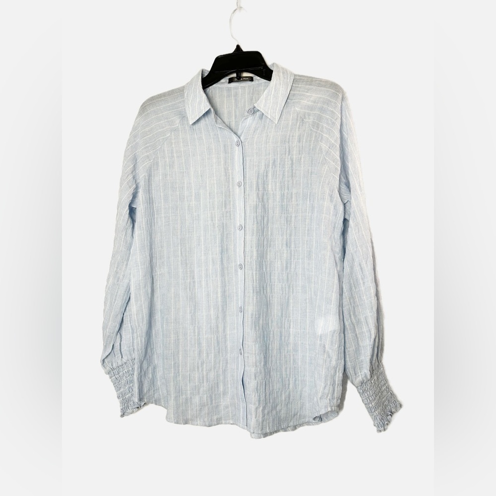 Doe & Rae Striped Long Sleeve Button Down Blouse